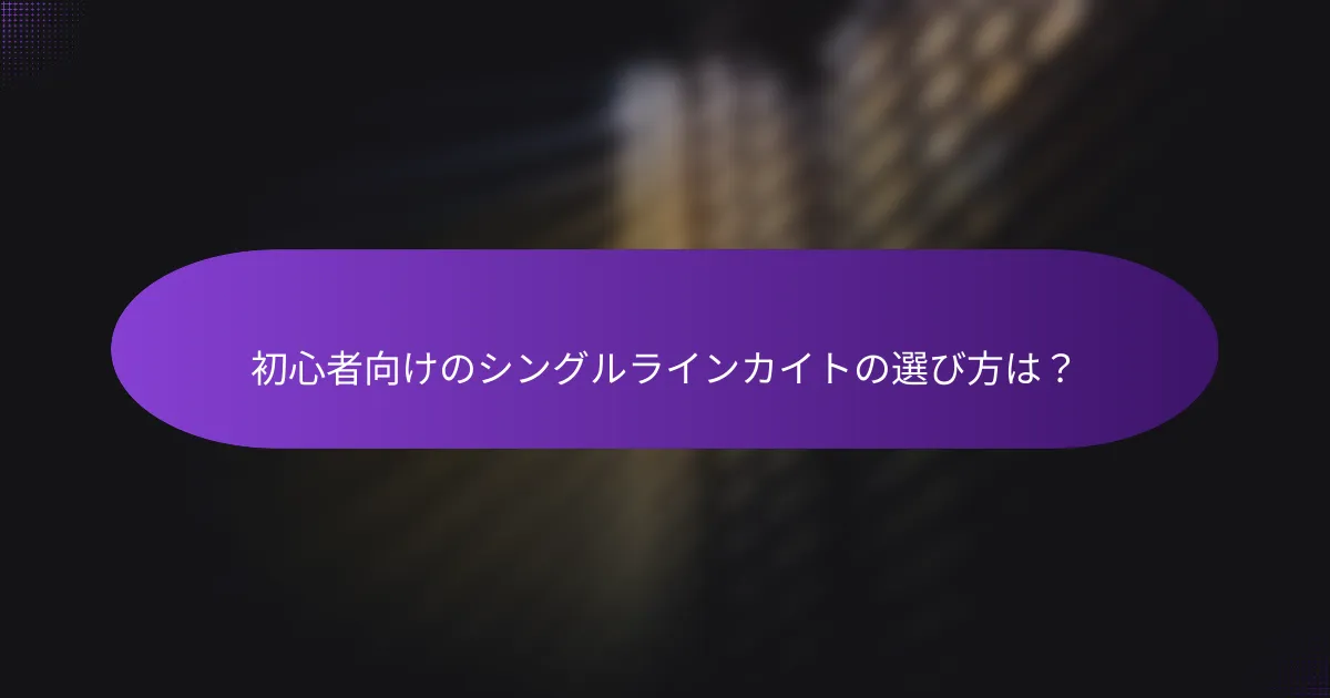 初心者向けのシングルラインカイトの選び方は？