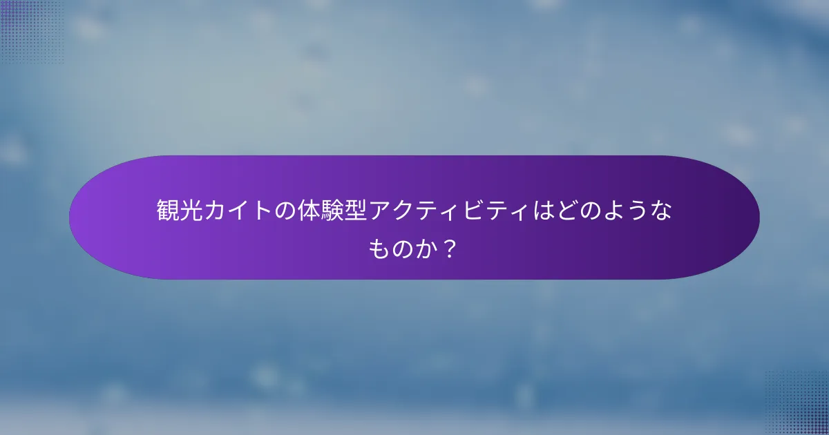 観光カイトの体験型アクティビティはどのようなものか？