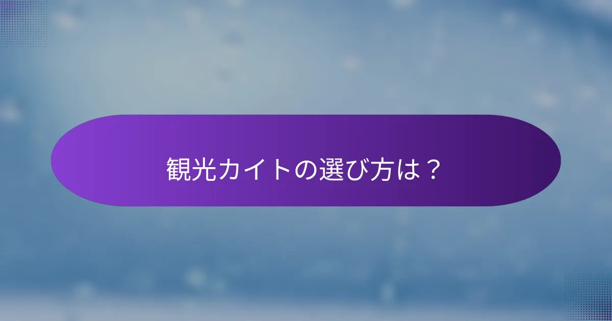 観光カイトの選び方は？