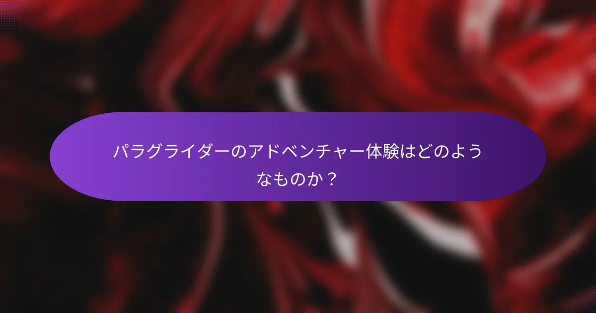 パラグライダーのアドベンチャー体験はどのようなものか？
